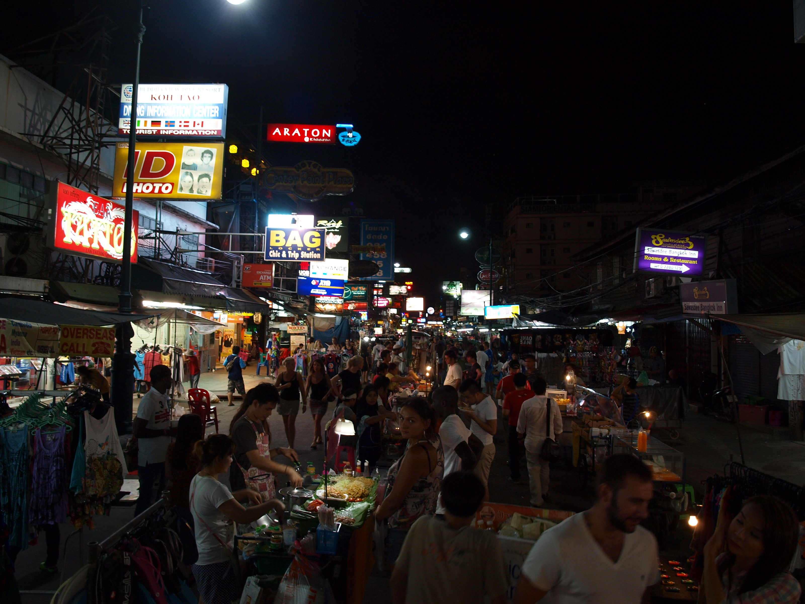 Daytime view along Khaosan Road, Bangkok — the historic neighbourhood surrounding the Grand Palace and old city