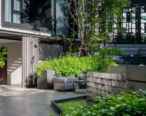 บริเวณด้านหน้าและโถงต้อนรับของ Gardina Asoke Hotel Sukhumvit Bangkok