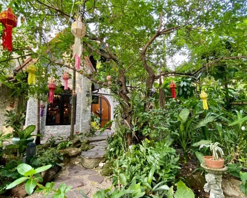 สวนป่ากลางลานด้านหน้า Bangkok Oasis Hotel ถนนพระราม 6 ซอย 24 ย่านราชเทวี กรุงเทพ