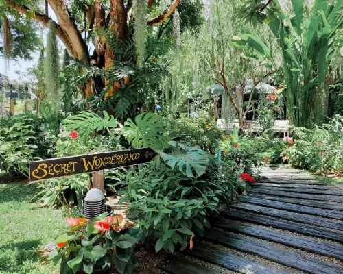 ระเบียงส่วนตัวของห้องพักในสไตล์ฟอเรสต์ธีม Bangkok Oasis Hotel