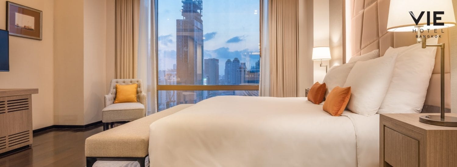 อาคารและล็อบบี้ VIE Hotel Bangkok MGallery ตกแต่งสไตล์ดีไซน์หรูร่วมสมัยโทนอบอุ่น