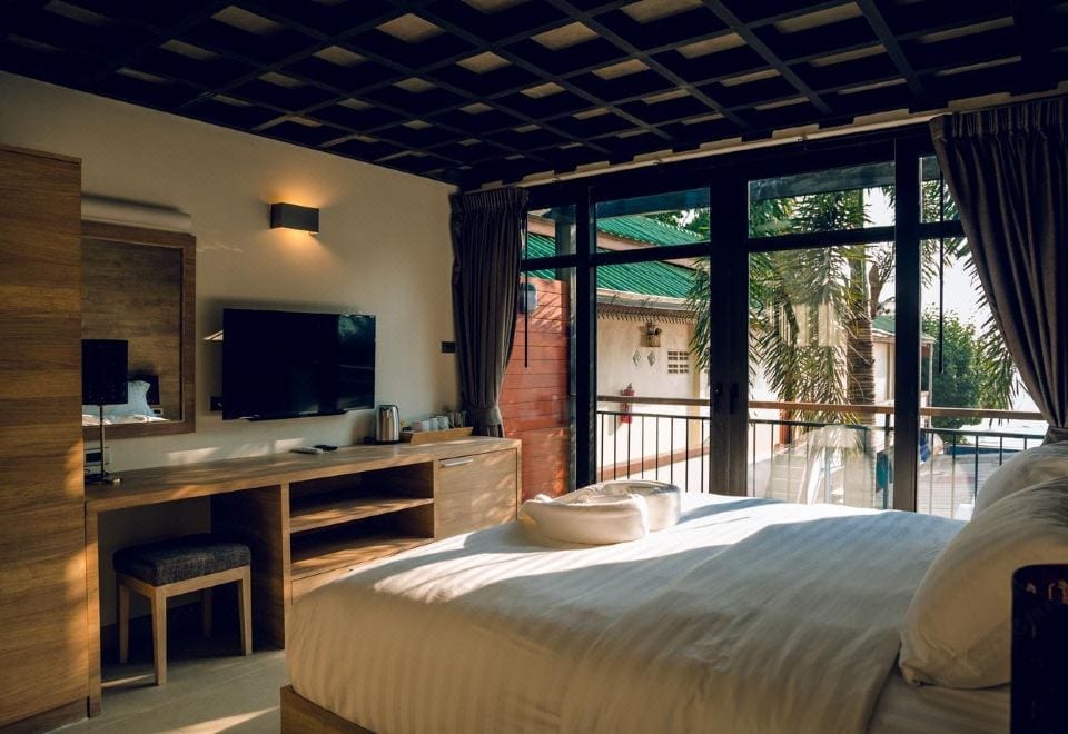 A boutique-style room at 15 Palms Beach Resort with modern furnishings