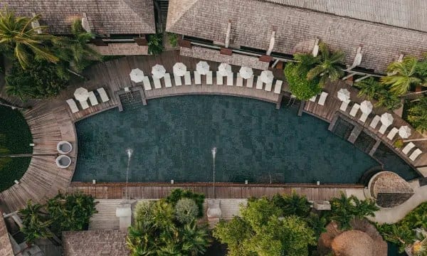 The large black-tiled pool at The Dewa Koh Chang beside Klong Prao Beach