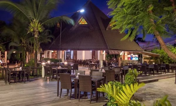 Restaurant and poolside lounging area at Ramayana / Annika resort, Klong Prao Beach, Koh Chang