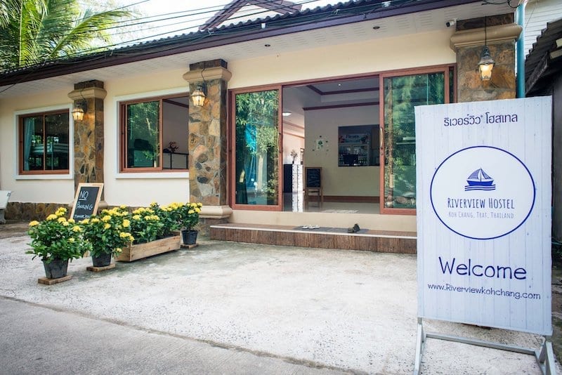 The common area and lounge corner at Riverview Hostel, comfortably styled by the river