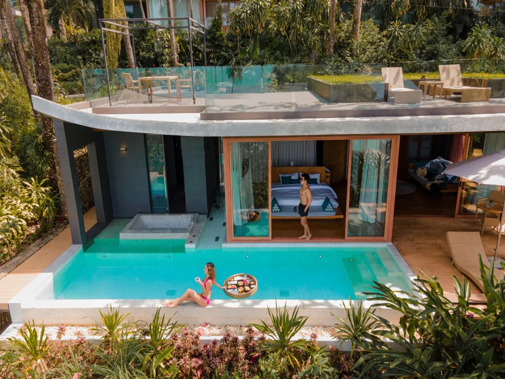 A pool villa at Sylvan Koh Chang with a private plunge pool looking out to sea