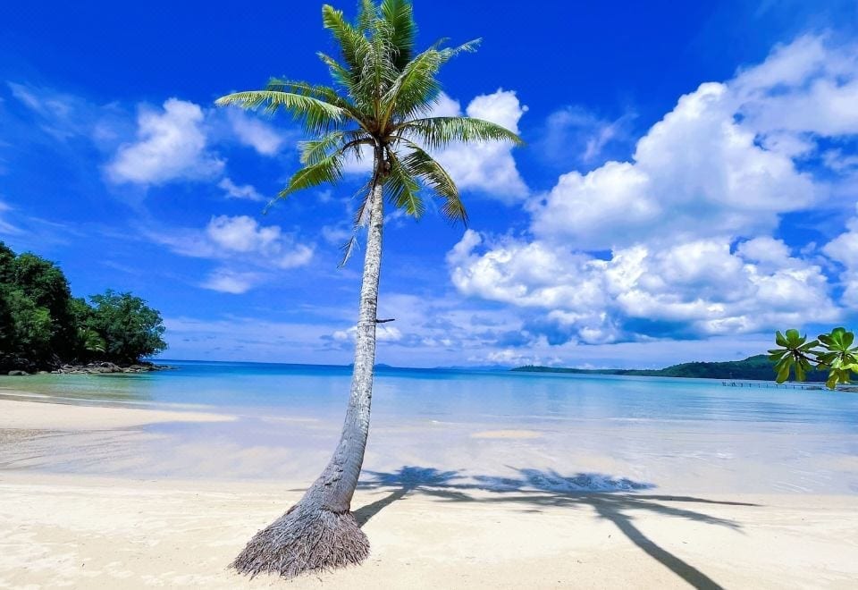 หาดส่วนตัวและอ่าวน้ำใสหน้า A-Na-Lay Resort Koh Kood เหมาะดำน้ำตื้น