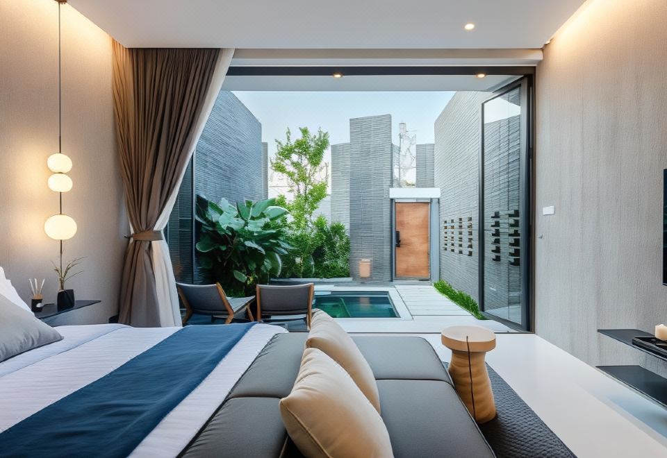 Private swimming pool and modern lounge area at Rhy.a Private Pool Villa, Koh Larn