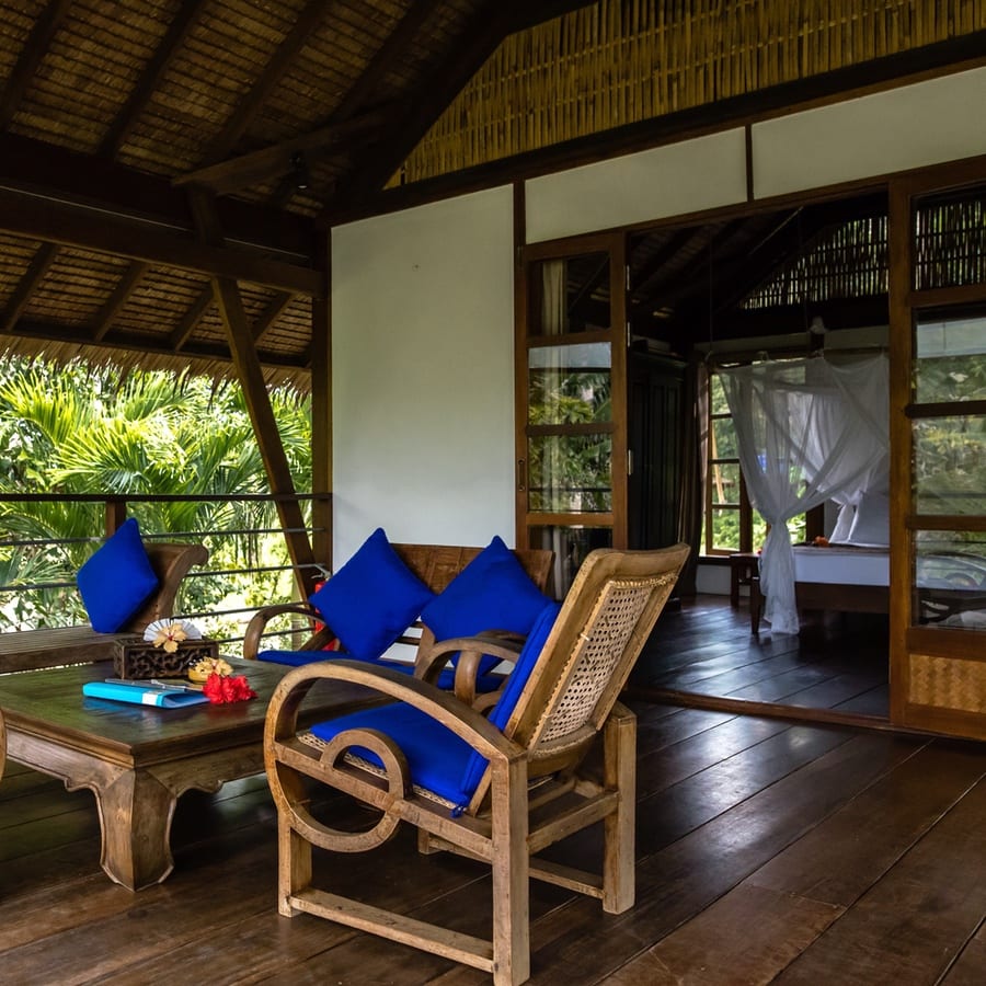 The seaside La Sala restaurant at Koyao Bay Pavilions, serving fresh seafood and Thai-Mediterranean dishes