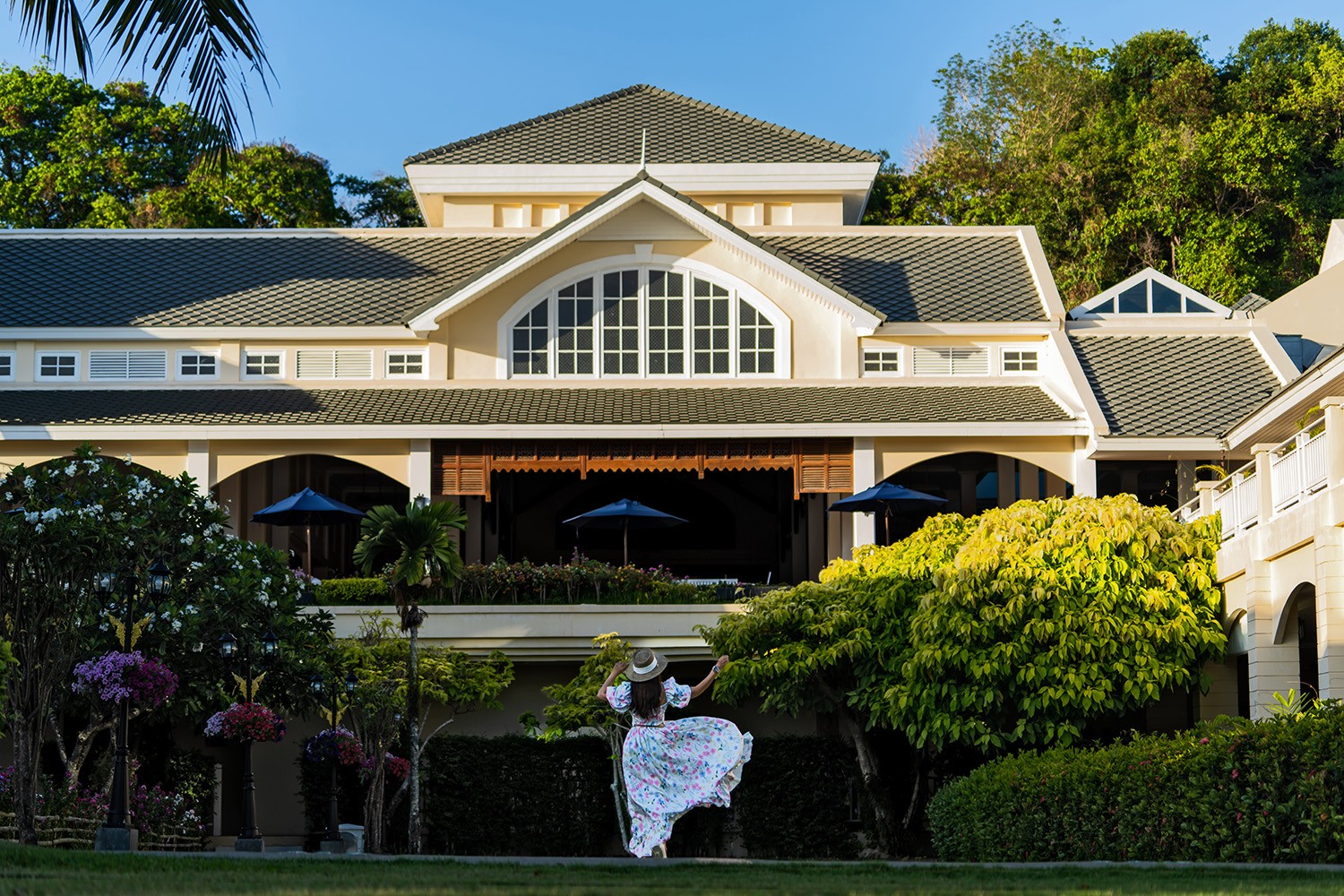 The colonial architecture and tropical gardens of Sofitel Krabi Phokeethra Golf & Spa Resort