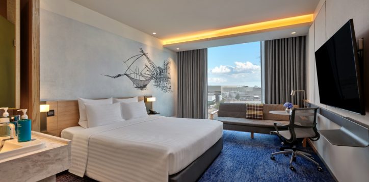 ห้องพักดีไซน์โมเดิร์นเตียงคิงของ Novotel Bangkok Future Park Rangsit
