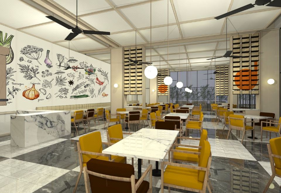 ห้องอาหาร Café Nidee ของ Tinidee Hotel Bangkok Golf Club บรรยากาศโปร่งสบาย