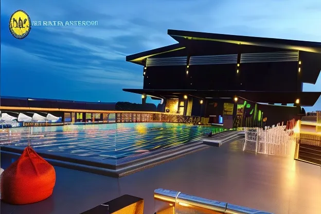 สระว่ายน้ำกลางแจ้งและพูลบาร์ริมสระของ SR Residence Hotel ตัวเมืองเพชรบูรณ์