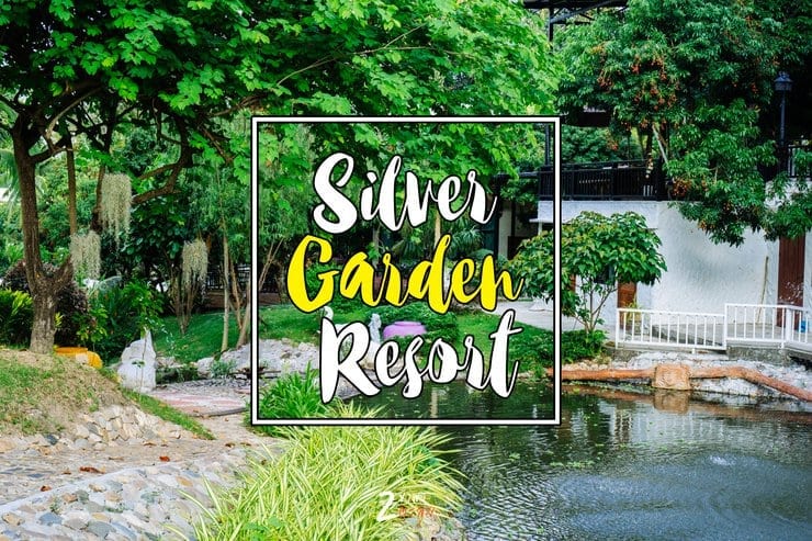 สวนร่มรื่นและสระน้ำกลางรีสอร์ท Silver Garden Resort สวนผึ้ง ราชบุรี ท่ามกลางต้นไม้เขียว