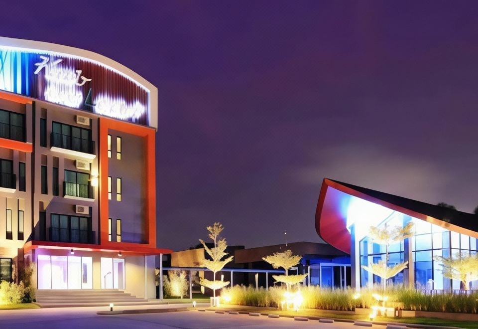 มุมสวนและพื้นที่นั่งเล่นกลางแจ้งภายใน Hub de Leaf at Rayong Design Resort บรรยากาศเงียบสงบ