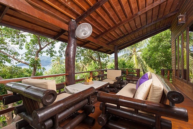 Swimming pool and garden pathway at Sensi Paradise, Koh Tao
