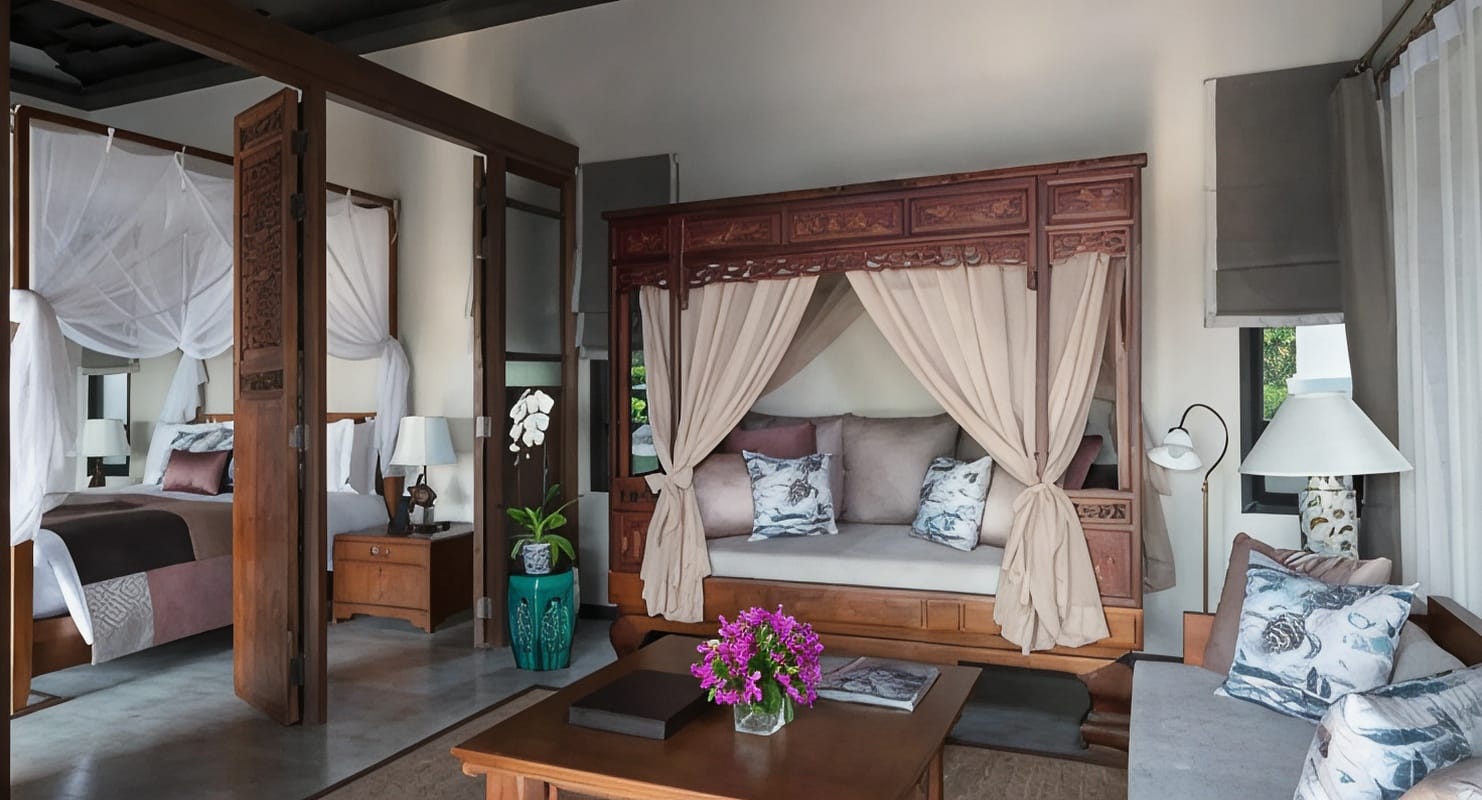 บรรยากาศสวนเขตร้อนและทางเดินภายในรีสอร์ต Anantara Lawana เกาะสมุย