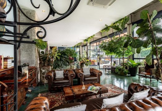 มุมสวนเขียวร่มรื่นและพื้นที่ส่วนกลางของ The Wood Hotel สุรินทร์